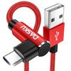 USB Type C USB C To USB A 3A Fast Type C Red Cable, L-shaped [2-pack, 2m] Cable, Charging, Cable,