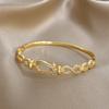 Luxury Gold Plated Inlaid Zircon Irregular Bracelet for Women Elegant Horseshoe Buckle Infinite Symbol Open Bangle Jewelry Gift