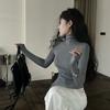 Black with High Collar Autumn and Winter Sexy Slim Fit Long-Sleeved T-shirt