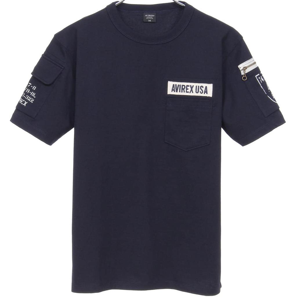 Avirex Fatigue Short Sleeve Size M Men's T-Shirt, (120), Navy, 783-1934006
