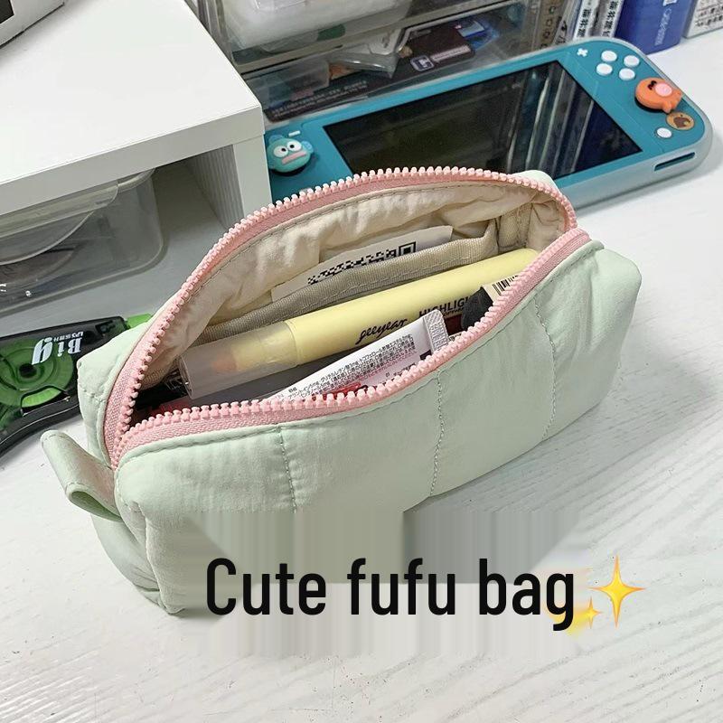 

Japanese Minimalist Milky Fufu Pencil Case - Stylish High-Capacity Stationery for Students Premium Thick Fabric