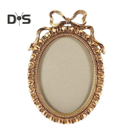 

Овальная фоторамка в европейском стиле, фоторамка из смолы с тисненым бантом, изысканная винтажная фоторамка для домашнего декора