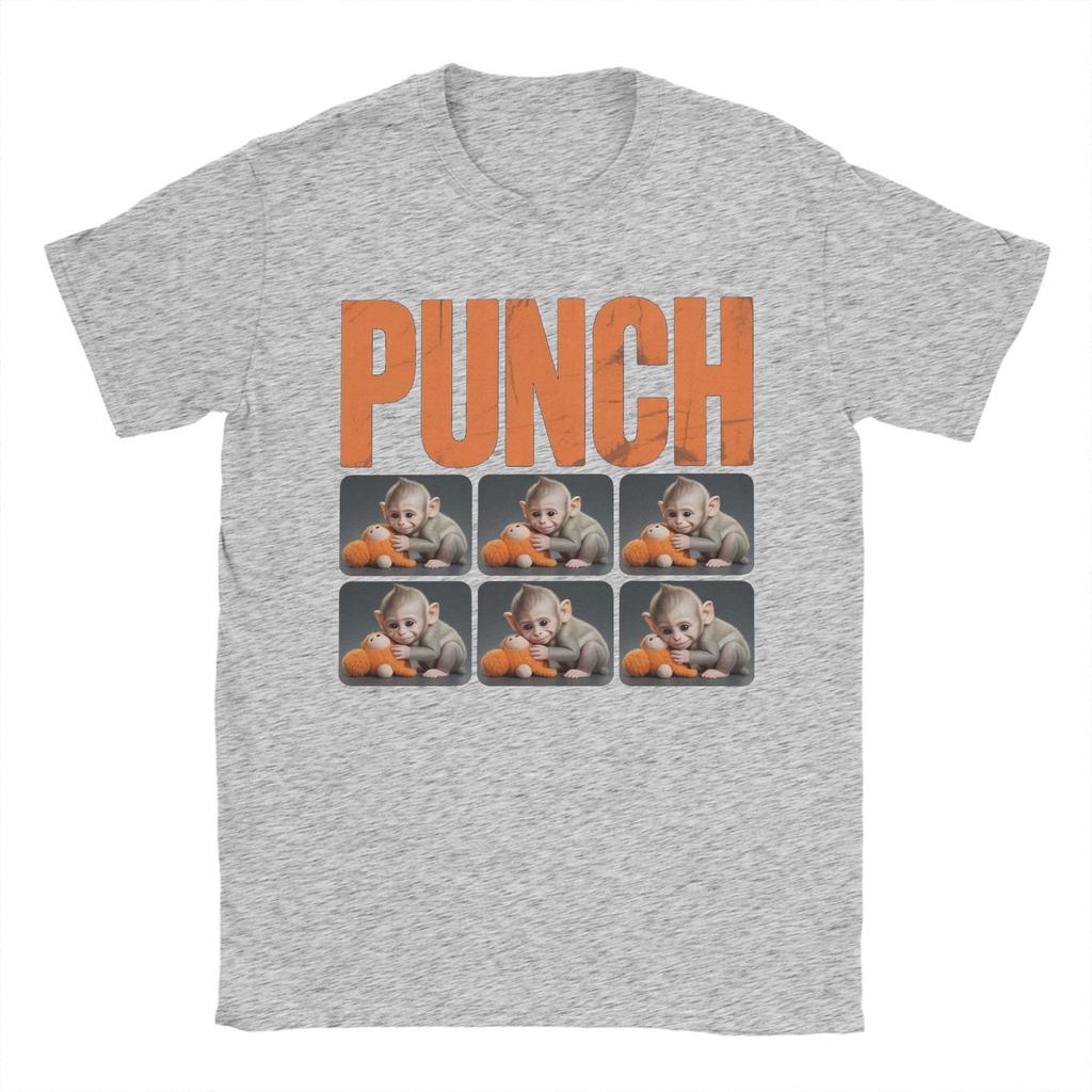 Unisex Kvinnor Grafiskt Tryckt Team Punch Punch the monkey Babyapa som Håller Gosedjur T-shirt Bomulls-T-shirts Kläder