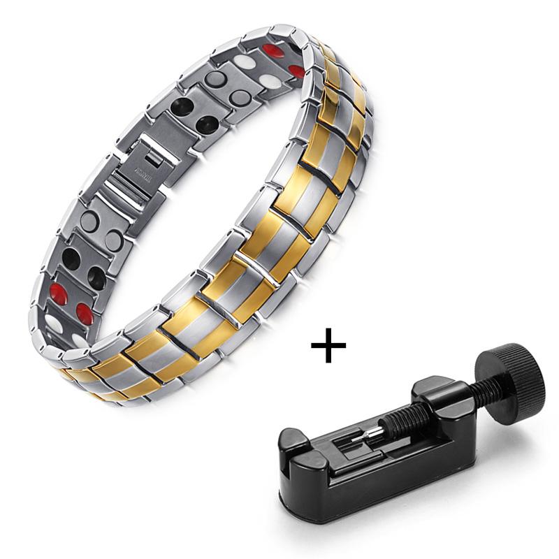 Fashion Jewelry Healing FIR Magnetic Bracelets Titanium Bio Energy Bracelet for Men Blood Pressure Accessory Wristband