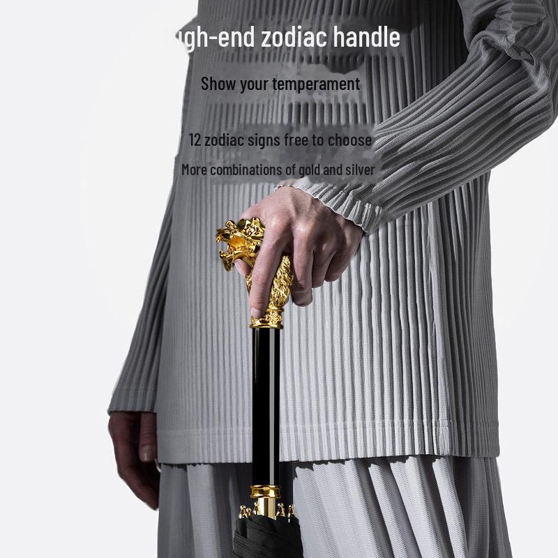 Umbrelă de golf rezistentă la ploaie de înaltă densitate pentru bărbați, cu zodia chinezească, pentru afaceri
