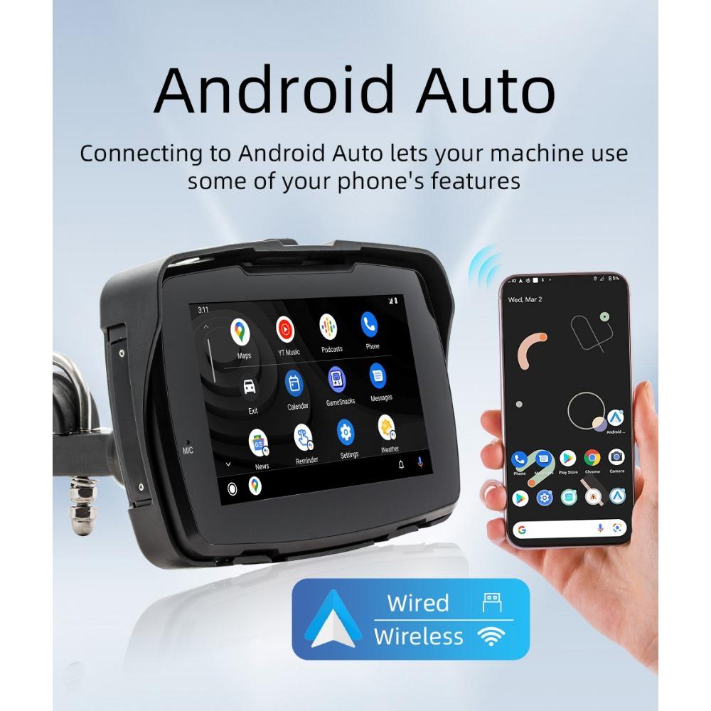 5 zoll Tragbare Motorrad GPS Navigation LCD Display Bildschirm Drahtlose Android Auto Carplay IPX7 Wasserdicht Monitor Moto Auto Spielen