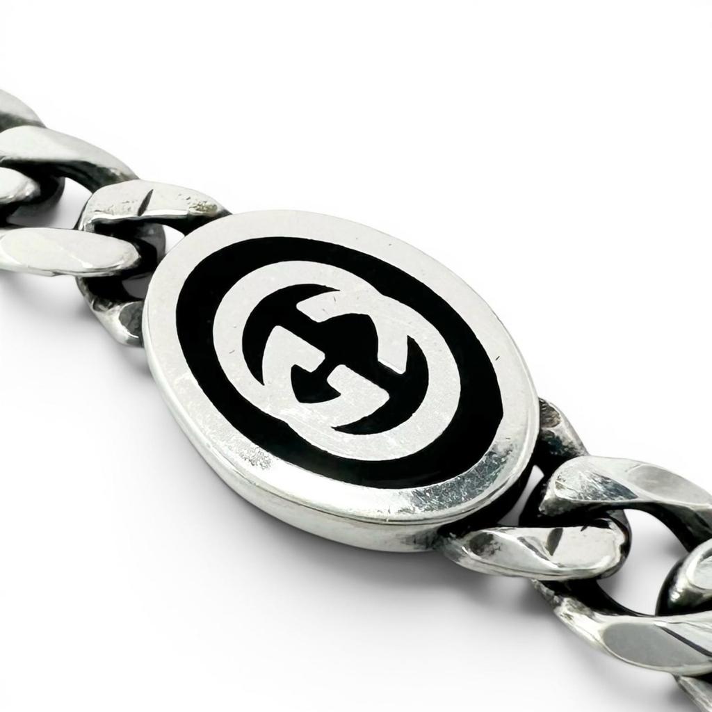 Great GUCCI bracelet Interlocking G Current product Chain Silver AG925 Women 17 Used
