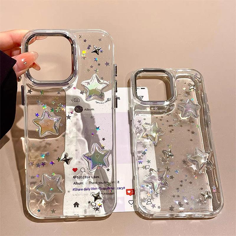 Star glitter Epoxy mobile phone case for Iphone17Promax transparent Apple 14 soft 15 women's 13 sequins