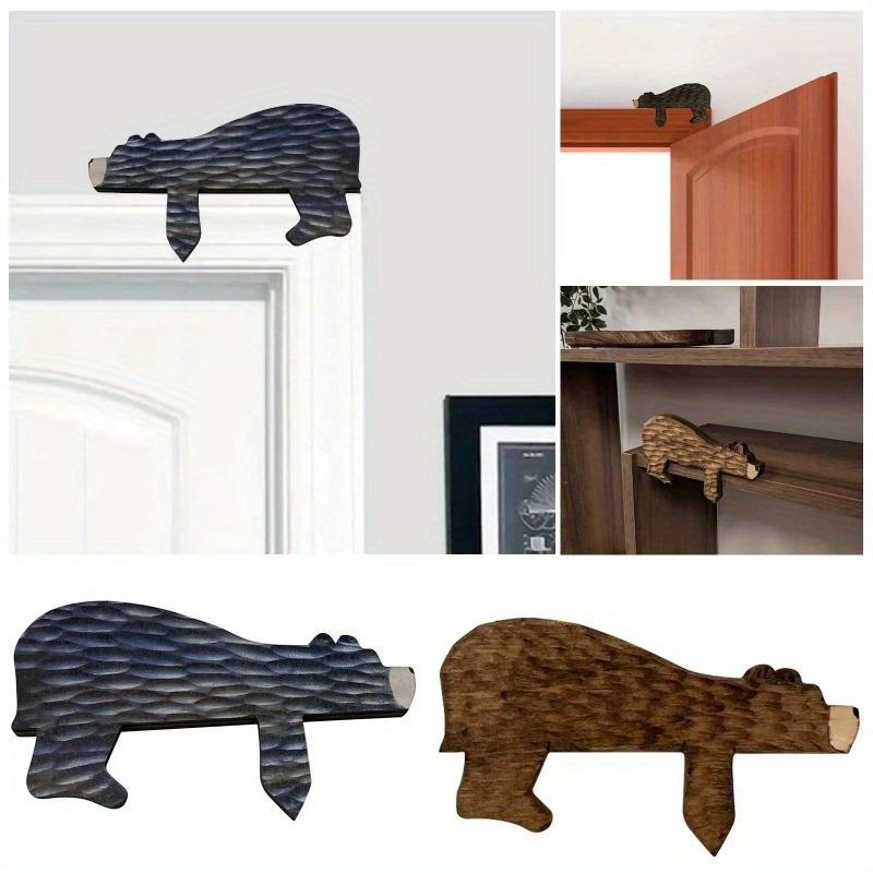 Wooden Bear Door Topper Door Sculpture In Your Corner Creative Statue Home Art Wall Decor Resin Figurine Ornament Pride Ornament