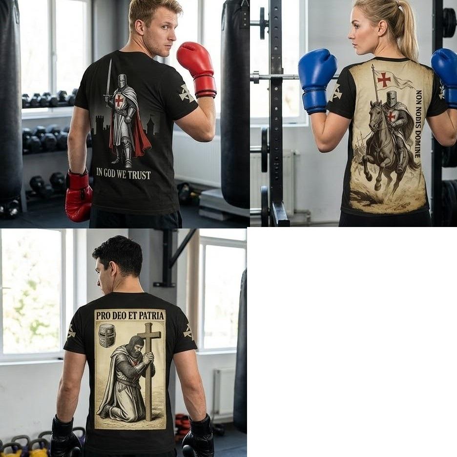 England Knights Templar Warrior United Kingdom UK British Britain MMA Boxing Muay Thai T-shirt Print 3D Unisex Training Gym Fitness Workout Sport