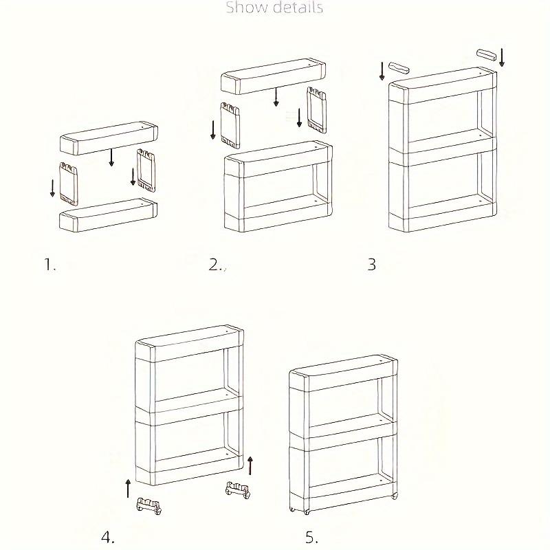 Ultra-Slim 3/4 Tier Refrigerator Gap Organizer - Versatile Storage Cart for Bathroom & Living Room, Ideal for Hotels