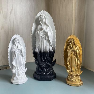 Resin Virgin Mary Figurine Catholicism Protestantism Resin Madonna Statue Handicraft Queen Of Grace Religious Gypsum Ornament