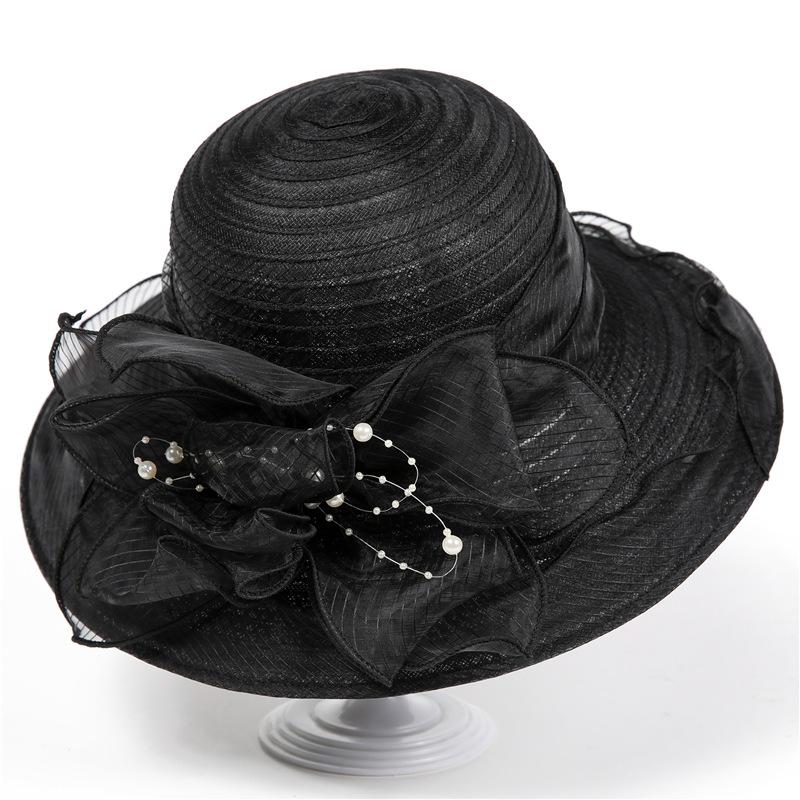 Eugen Yarn Large Flowerpot Hat Women'S Mesh Visor Summer Breathable Travel Mother Sunscreen Beach Hat