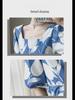 2023 French-Style Summer Mid-Length High-End Printed Puff Sleeve Dress for Women