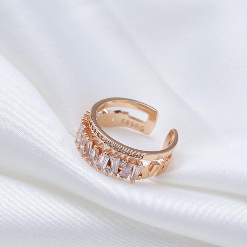 Luxury  Rose Gold Opening Rings For Woman  New Gothic Finger Natural Zircon Ring Party Jewelry Girl'S Student Gift