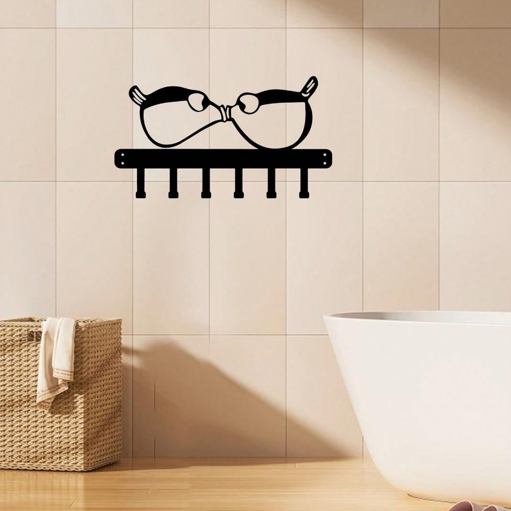 Modern Wall Mounted Key Holder and Shelf with Hooks for Keys Coats Hats Storage Entryway Living Room Decor Space Saving Metal Rack
