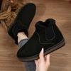 New Autumn and Winter Snow Boots Women's Warm Solid Color Large Size Elastic Band Thick Sole Short Cotton Shoes