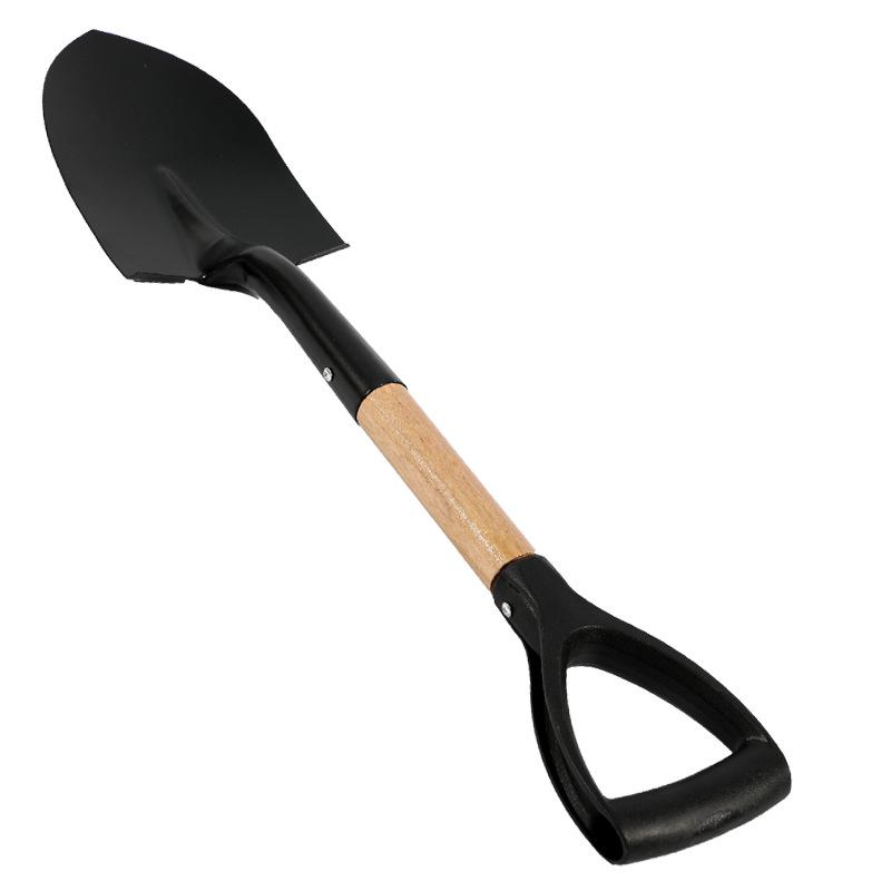 Large Wooden Handle Garden Shovel - Manganese Steel Soil Digging Spade for Outdoor Use