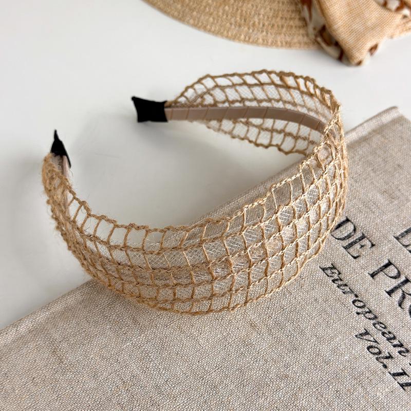 Bohemian Straw Wide-Brimmed Headband for Women - Vacation Style Hair Accessory