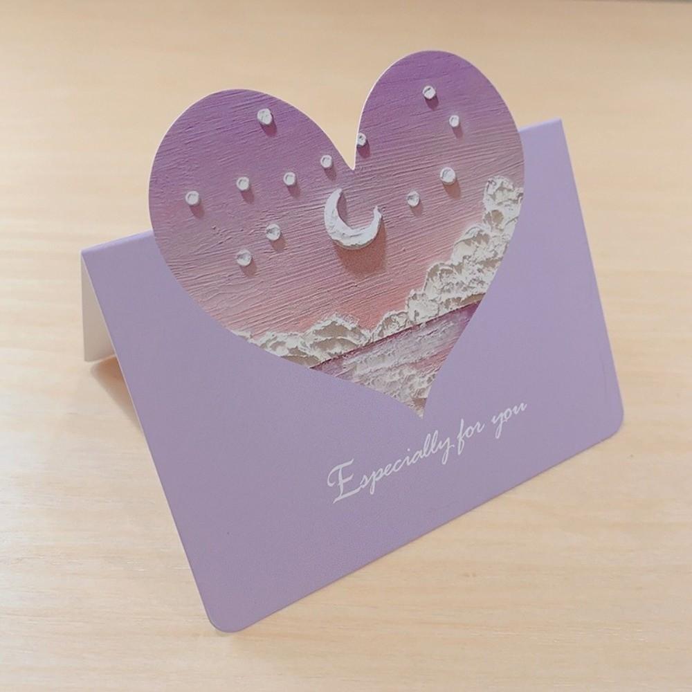 10Pcs New Heart-shaped Greeting Cards Blank Foldable 3D Oil Painting Cards Handwritten Message Cards Various Festivals Gift Card