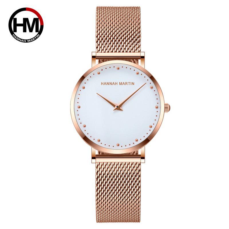 Hannah Martin Japanese Movement Stainless Steel Mesh Waterproof Watch