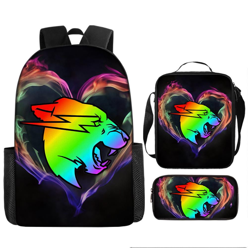 Mr Beast Lightning Cat 3d Print School Backpack With Breathable Oxford Fabric For Kids