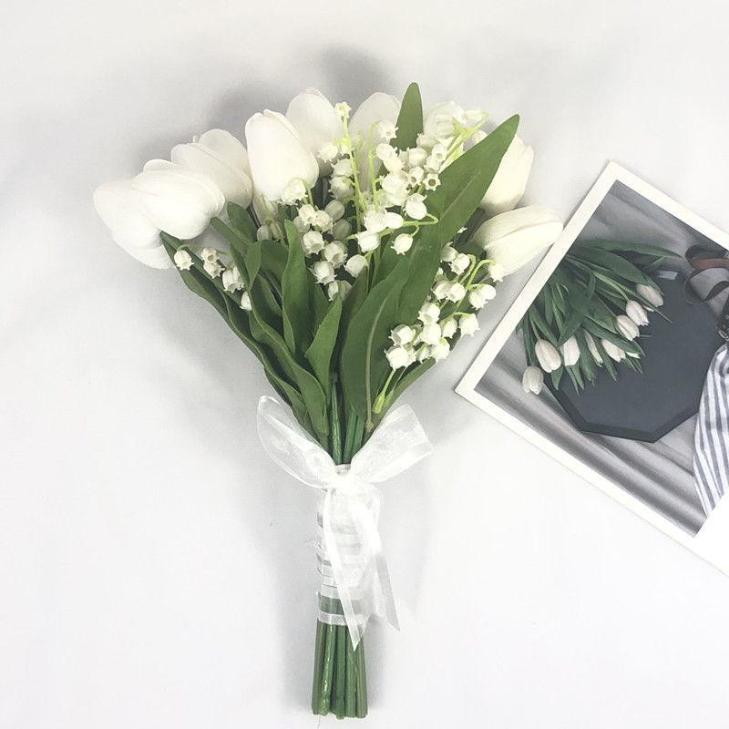 European Style Bridal Bouquet with Small Roses - Pink & White