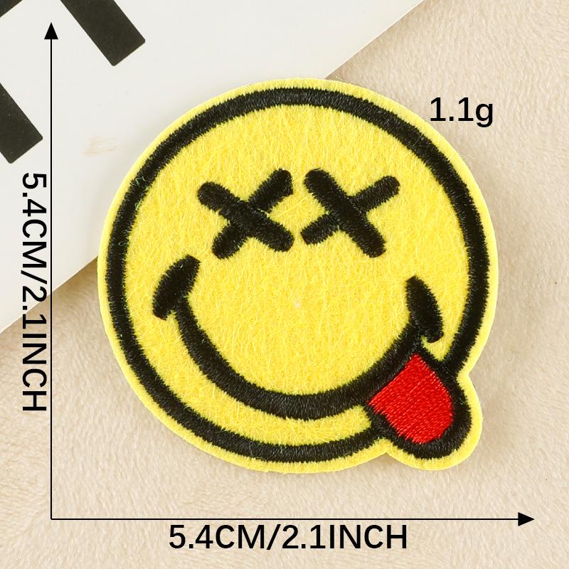 Patch Bordado de Rosto Sorridente de Desenho Animado para Chapéus, Bolsas e Roupas
