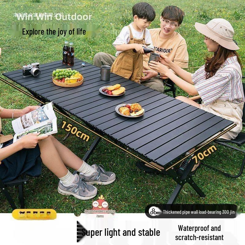 Tragbares faltbares Campingtisch- und Mondstuhlsset mit aufrollbarem Tisch