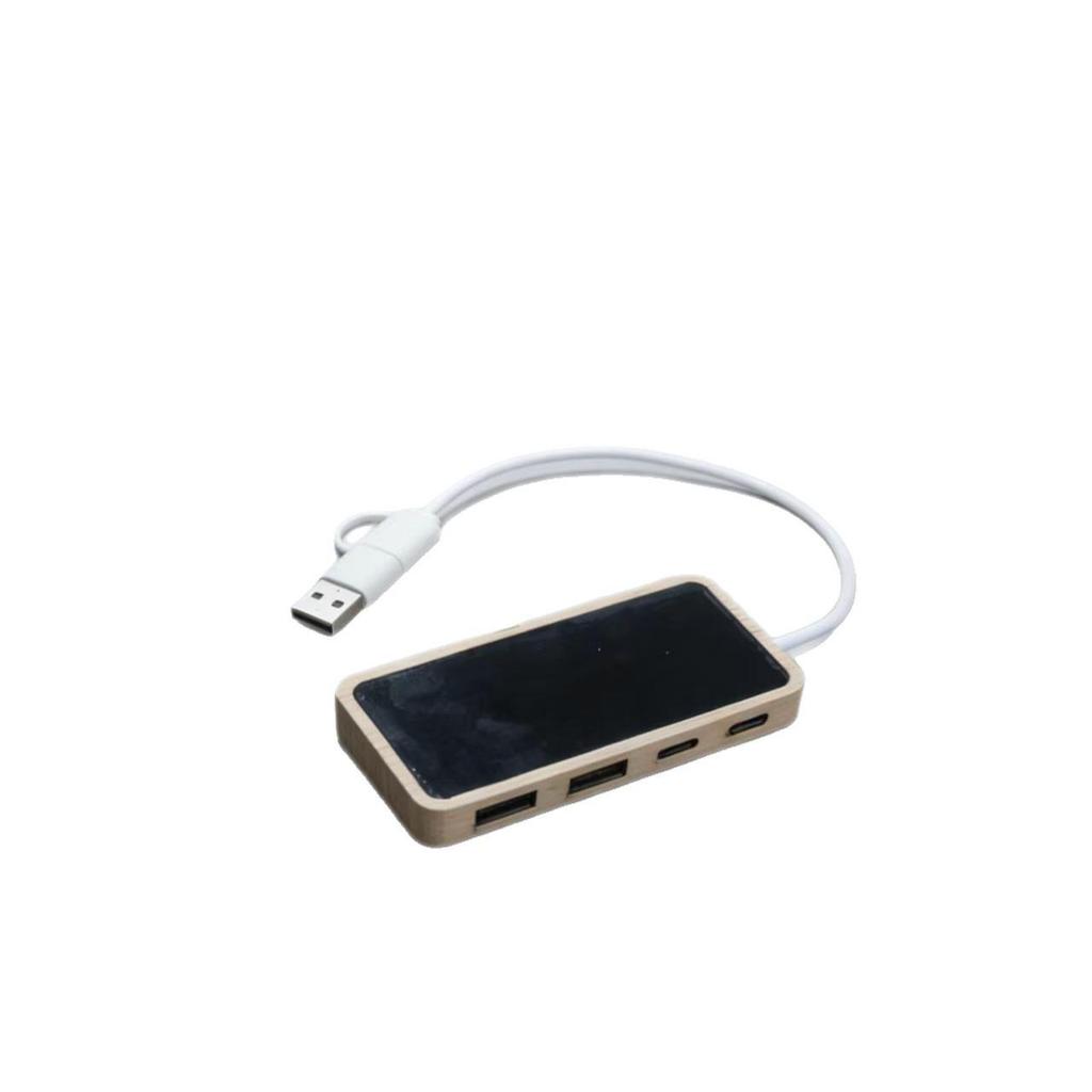 4-Port Bamboo USB Hub for Mobile and PC