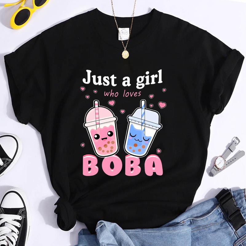 Jen holka, která miluje bobu, potištěné tričko dámská móda léto ležérní tričko s grafikou boby topy