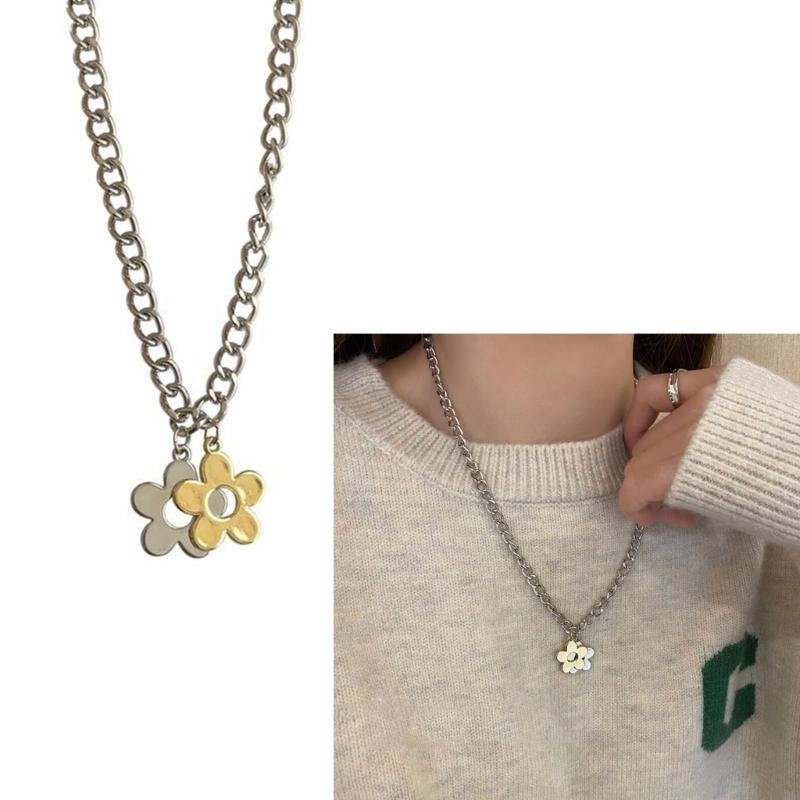 Flower Pendant Necklaces Small Flower Chokers Chain Necklaces Girls Women Jewelry Alloy Material Party Accessories