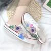 Fashion Shoes for Women Summer New Diamond Sequin Flower Low Top Casual Shoes Flat Bottom Lace Up Fashion Dance Shoes  Slippers Women