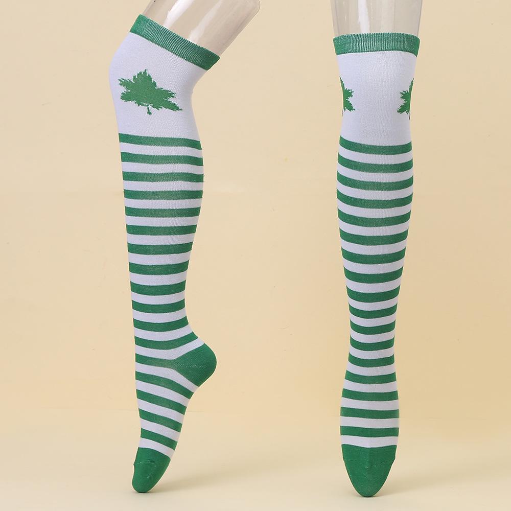 European & American Halloween Christmas Striped Over-the-Knee Socks for Women's Cosplay