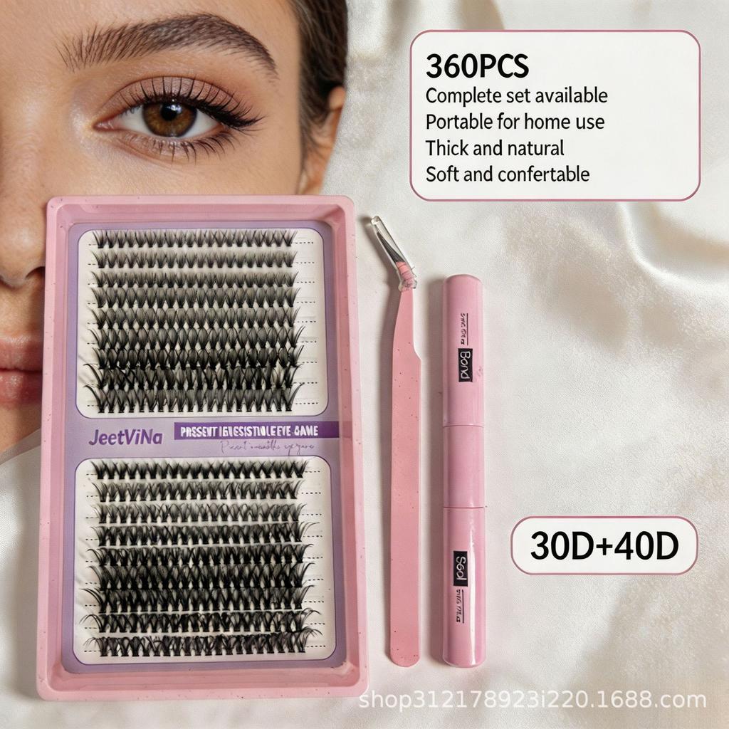 False Eyelash Set Glue Single Cluster Dense Glue-Free Exaggerated Super Long Whole Large Capacity Eyelash Book