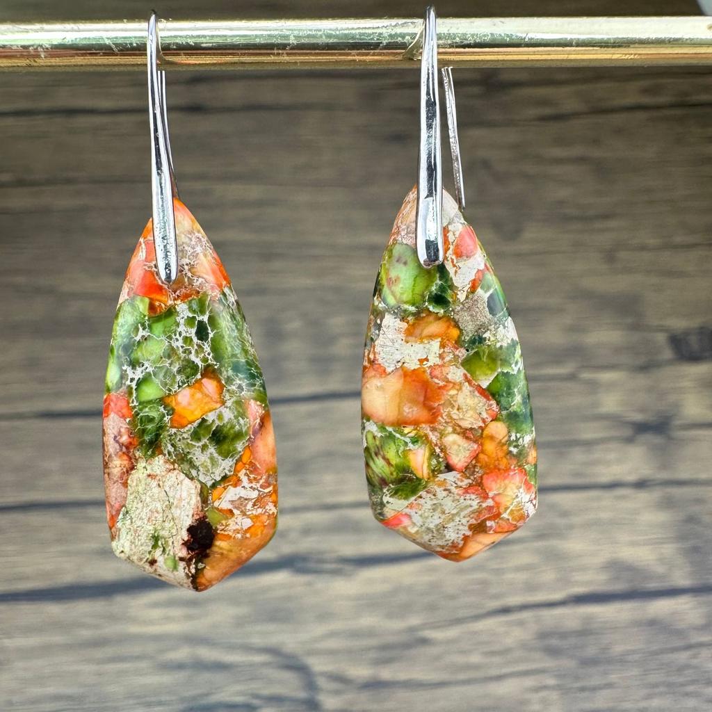 BLINGBAY Women's Pendant Hot Selling Colorful Imperial Stone Drop Shape Pendant Earrings Bosnia Vintage Multicolor Earrings Girls Jewelry Gifts