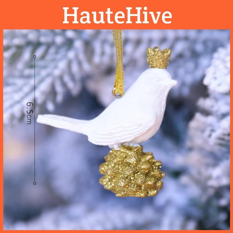 Creative Resin Acorn Deer Antlers Feather Bird Pendant Christmas Decor Props