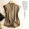 Coffee Silk Rayon V-Neck Pullover Sleeveless Casual Chic Women's Blouse Shirt Korean Fashion Female Clothing Summer