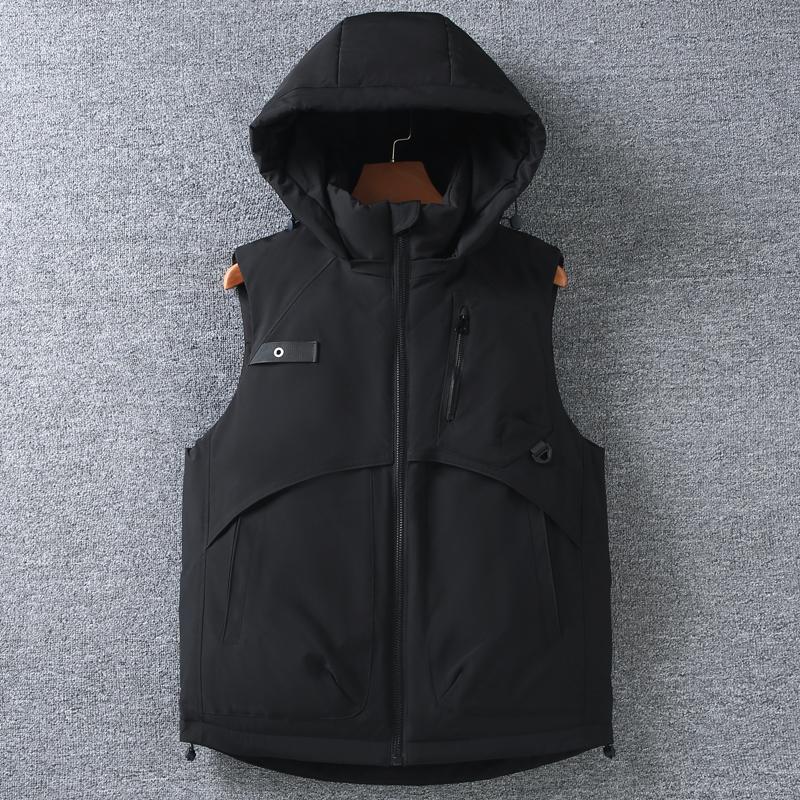 

Plus Size L-8XL Fashion Winter Man Coats Hooded Waterproof Warm Vest Casual Thick Sleeveless Jackets L