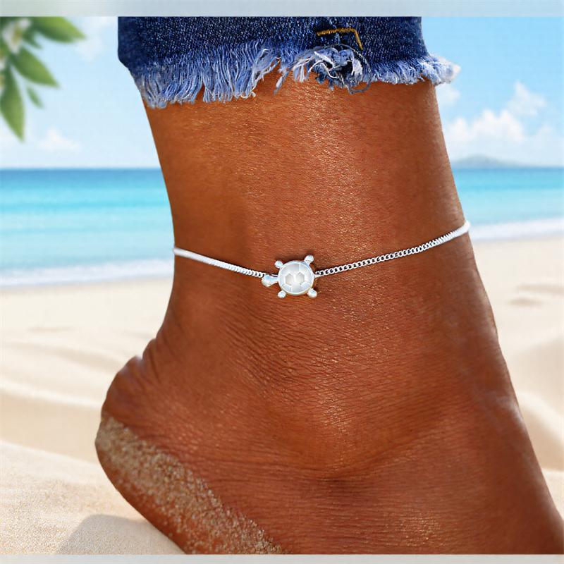 Female Cute Sea Turtle Snake Chain Anklets For Women Vintage Silver Ankle Bracelet Beach Anklet Jewelry Summer Accessories