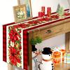 Christmas Poinsettia Flowers Linen Table Runner Holiday Party Decor Winter Xmas Kitchen Dining Table Runner Christmas Decoration