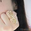 Women's Fashion Shiny Rhinestone Hollow Leaf Joint Armor Knuckle Ring Jewelry