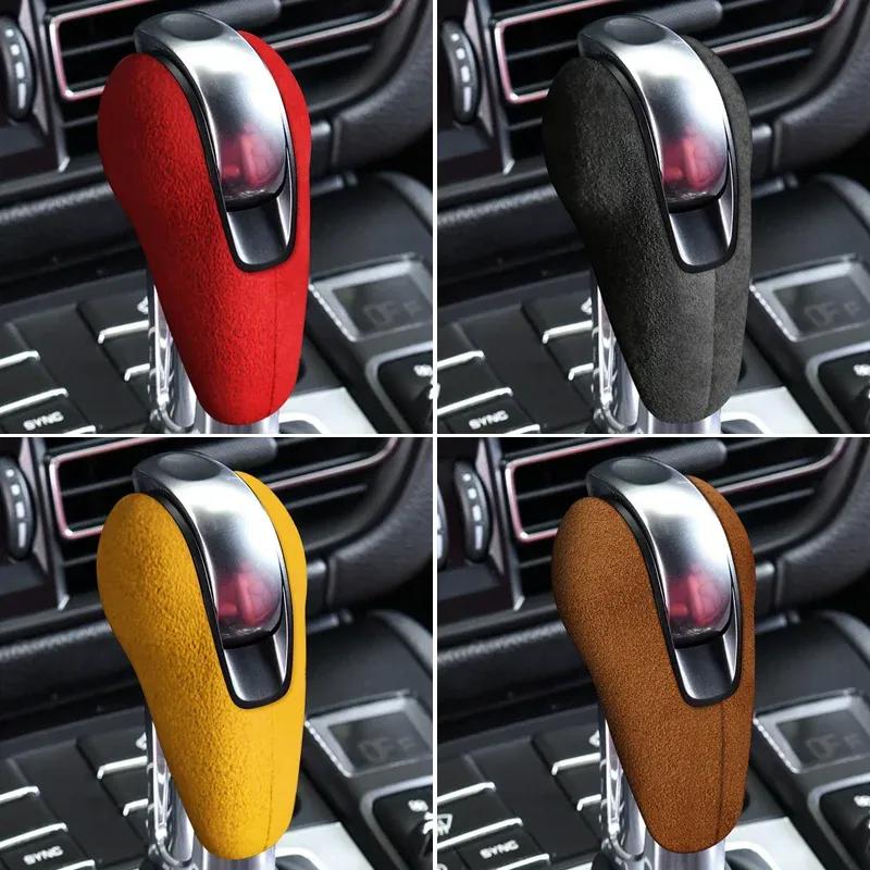 Car Gear Shift Knob Top Suede Wrap Interior Sticker Accessories Trim Cover  For Porsche Macan 95B Panamera 970 718 911