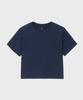 BASIC HOUSE Women'S Round Cropped Short Sleeve T-Shirt Navy Lats0202
