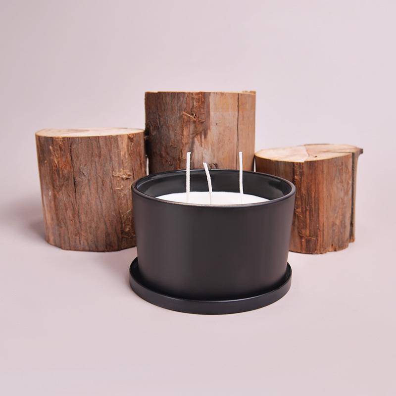 Aromatherapy Candle, Oversized Black Glass Cup, Home Decoration Ornament, Souvenir, Three-core Aromatherapy Candle