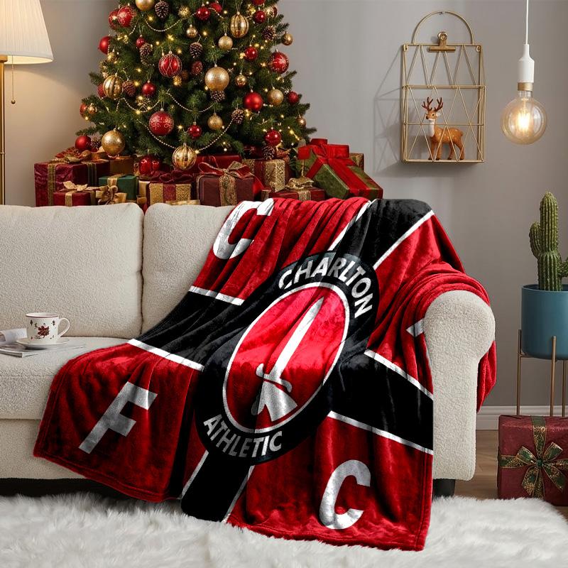 Charlton FC Crest Throws Blanket Flannel Blankets Plush for Couch Bed Gifts for Men Women Travel picnic blanket Christmas fan gifts