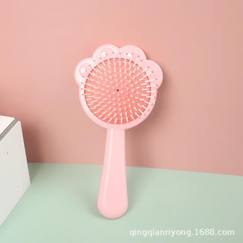 Solid Color hand-held Cat's Paw Shape Comb Traveling Portable Small Massage Comb Women Girl Air Cushion Hair Brush Styling Tool