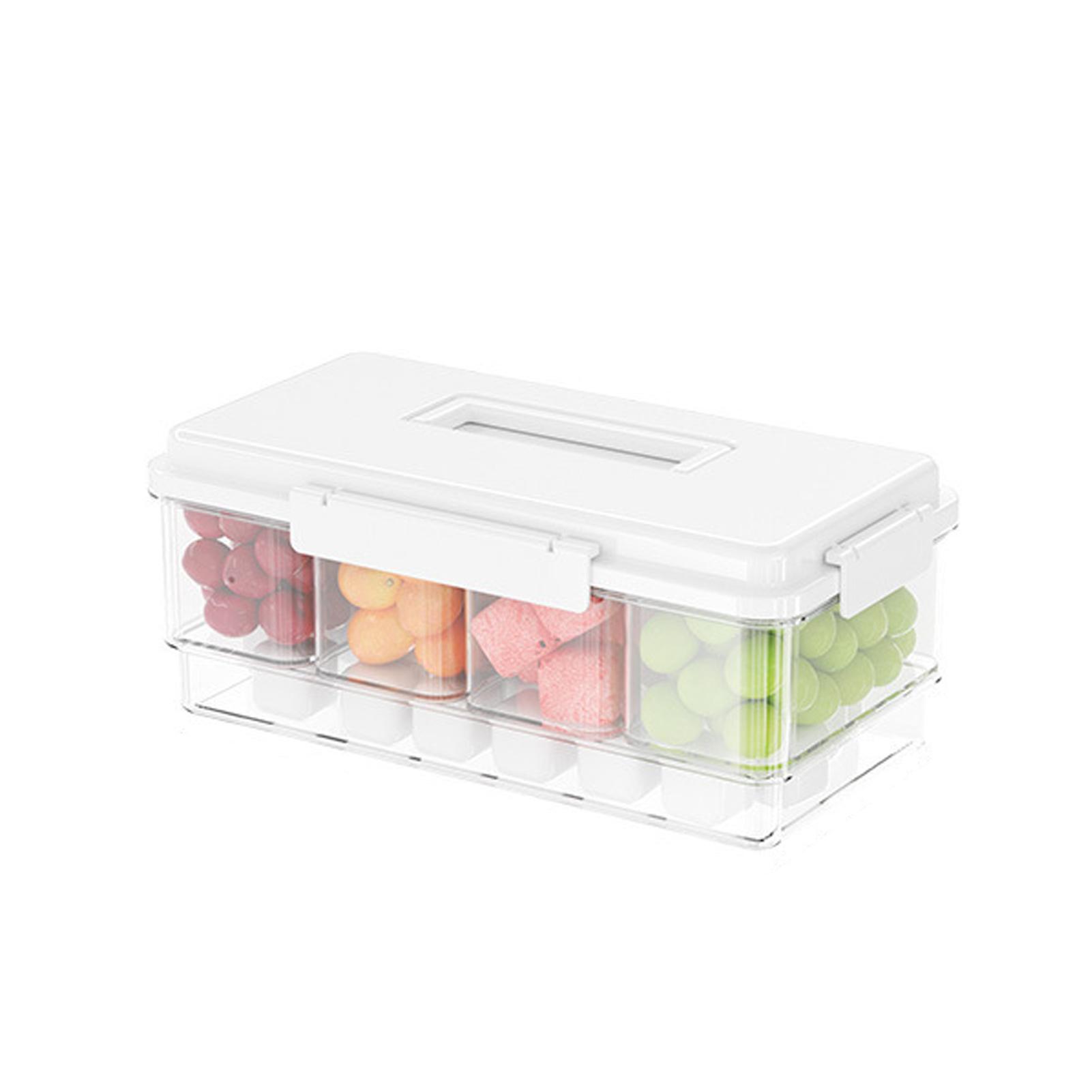 New Refrigerator Fresh-Keeping Box Divided Snack Organizer Box Leakproof Food Organizer Tray With Lids Airtight And Handle белый