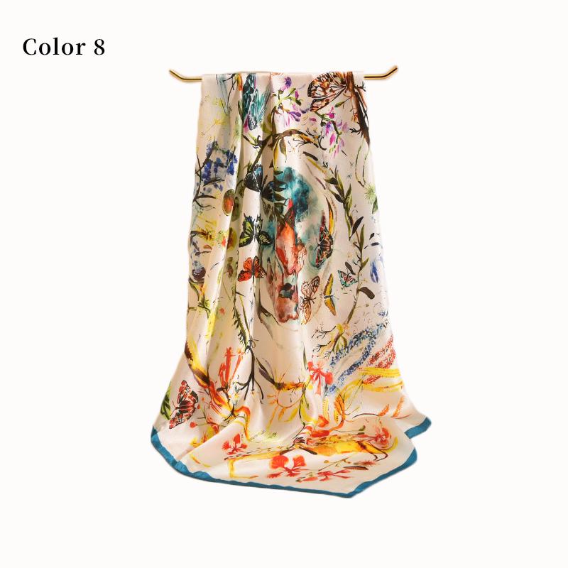 

100% Silk Square Scarf Women Print Bandana Hnagzhou Natural Silk Headscarf New Small Suqare Silk Neckscarf 68X68Cm 68x68cm