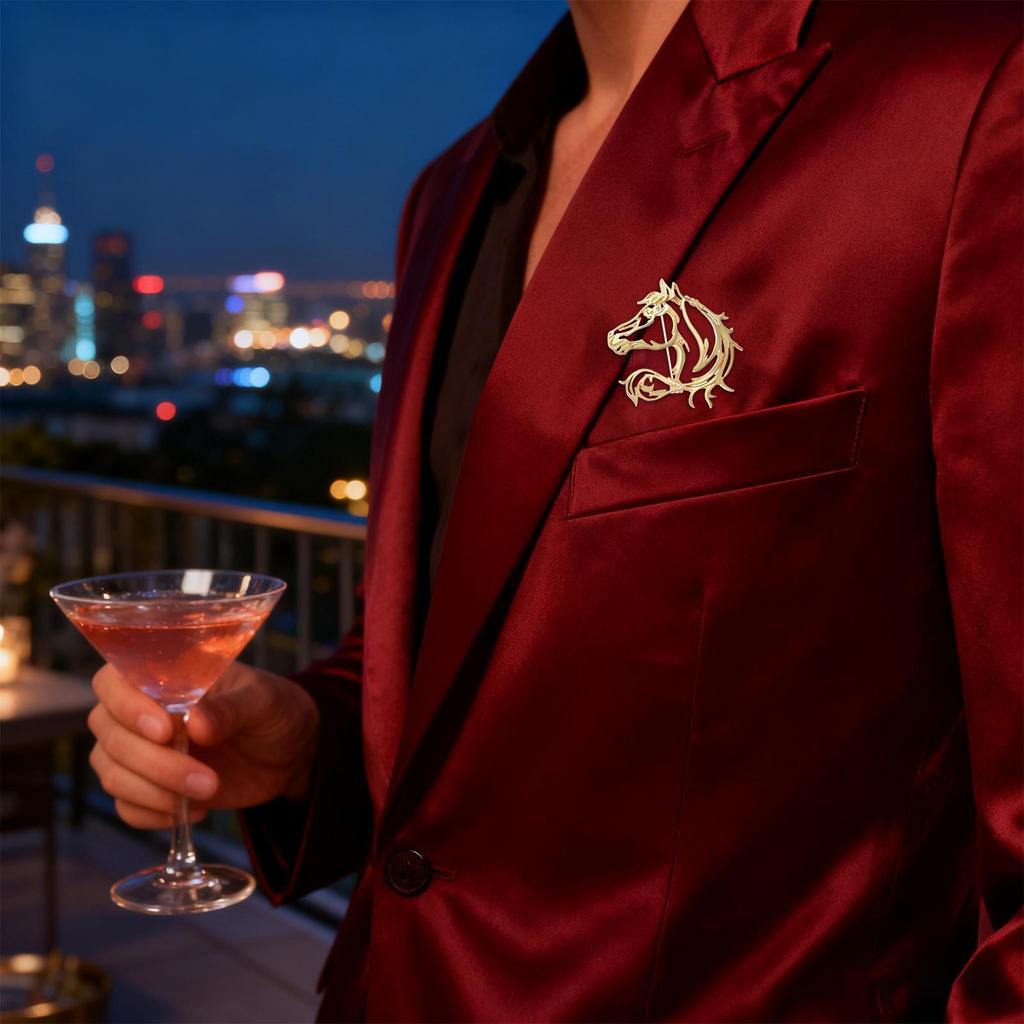 Hollowed-out Minimalist Horse Shaped Brooch Horse Pin Alloy Dual-purpose Pin Costume Accessories Horse Brooch Pin For New Year